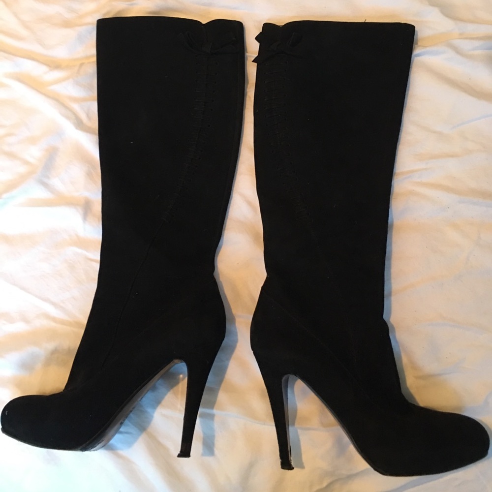 Giancarlo Proli black suede knee high boots